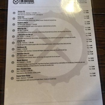 Tin Bridge Brewing Company - Beer list - Brewpubs Near Me - Westfield, Massachusetts