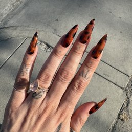Long, Almond Gel X with Blooming Gel Long, Almond Gel X with Blooming Gel