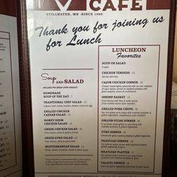 The Main Cafe - Lunch menu page