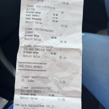 Shoe Carnival - My receipt. I paid cash - Shoe Stores Near Me - Merrillville, Indiana Shoe Carnival - My receipt. I paid cash - Shoe Stores Near Me - Merrillville, Indiana