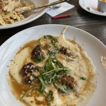 Twigs Bistro and Martini Bar - Burrata with meatballs sprinkled with arugula - New American Near Me - Spokane, Washington