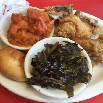Chicken Box Cafe - 3 piece dark with greens and yams. About to go down in this piece. They treat you right here. - Soul Food Near Me - Charlotte, North Carolina Chicken Box Cafe - 3 piece dark with greens and yams. About to go down in this piece. They treat you right here. - Soul Food Near Me - Charlotte, North Carolina