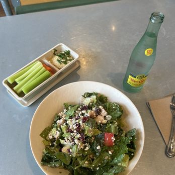 MAD Greens - Round Rock - Beautiful customized salad with hummus vegetables and topo Chico. - Salad Near Me - Round Rock, Texas