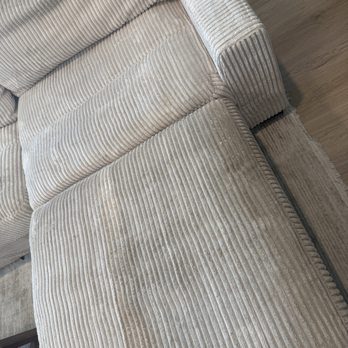 Aery Tile & Carpet Cleaning - The ottoman is still visably dirty and a completely different color than the couch I watched him barley clean it - Carpet Cleaning Near Me - Menifee, California Aery Tile & Carpet Cleaning - The ottoman is still visably dirty and a completely different color than the couch I watched him barley clean it - Carpet Cleaning Near Me - Menifee, California