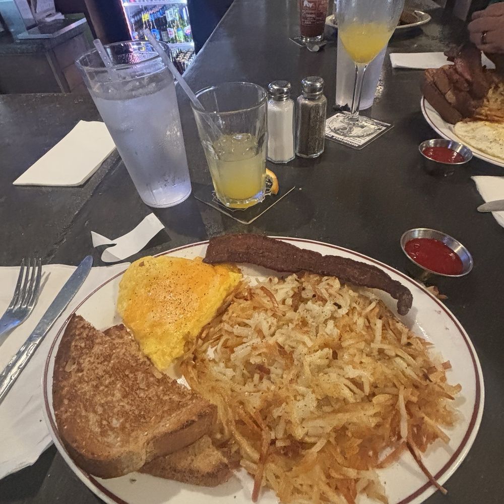 The Hideout - Scrambled eggs with cheese, hash browns, bacon. - Cocktail Bars Near Me - Stacy, Minnesota The Hideout - Scrambled eggs with cheese, hash browns, bacon. - Cocktail Bars Near Me - Stacy, Minnesota