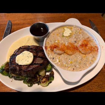 YaYas Euro Bistro - Half ribeye, half shrimp risotto - New American Near Me - Salina, Kansas YaYas Euro Bistro - Half ribeye, half shrimp risotto - New American Near Me - Salina, Kansas