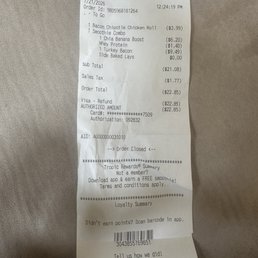Receipt for refund Receipt for refund
