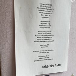 Celebrity Nail Care - Price list