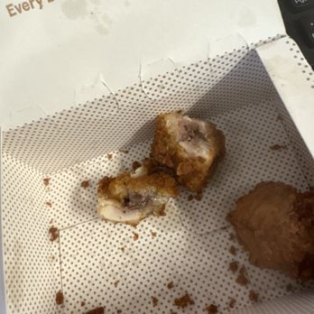 Chick-fil-A - Chicken nugget with slimy grey and pink area - Fast Food Near Me - San Marcos, California Chick-fil-A - Chicken nugget with slimy grey and pink area - Fast Food Near Me - San Marcos, California
