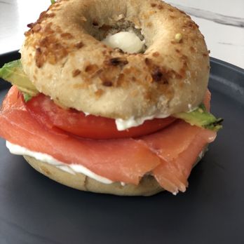 Flamingos Coffee Bar - GF onion bagel with cream cheese, lox, tomato,and avocado - Coffee & Tea Near Me - Hampton, New Hampshire Flamingos Coffee Bar - GF onion bagel with cream cheese, lox, tomato,and avocado - Coffee & Tea Near Me - Hampton, New Hampshire