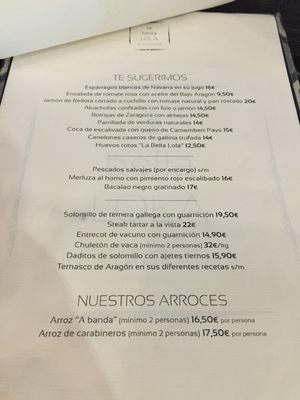 Menu photo 2 La Bella Lola Zaragoza, Z Menu photo 2 La Bella Lola Zaragoza, Z