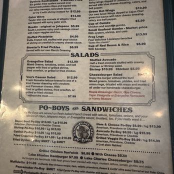 Evangeline Café - First page of menu - Cajun/Creole Near Me - Austin, Texas