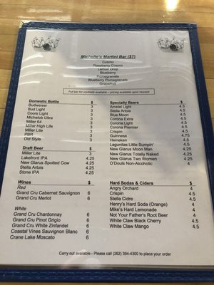 Menu photo 1 10 Pin Pub Walworth, WI