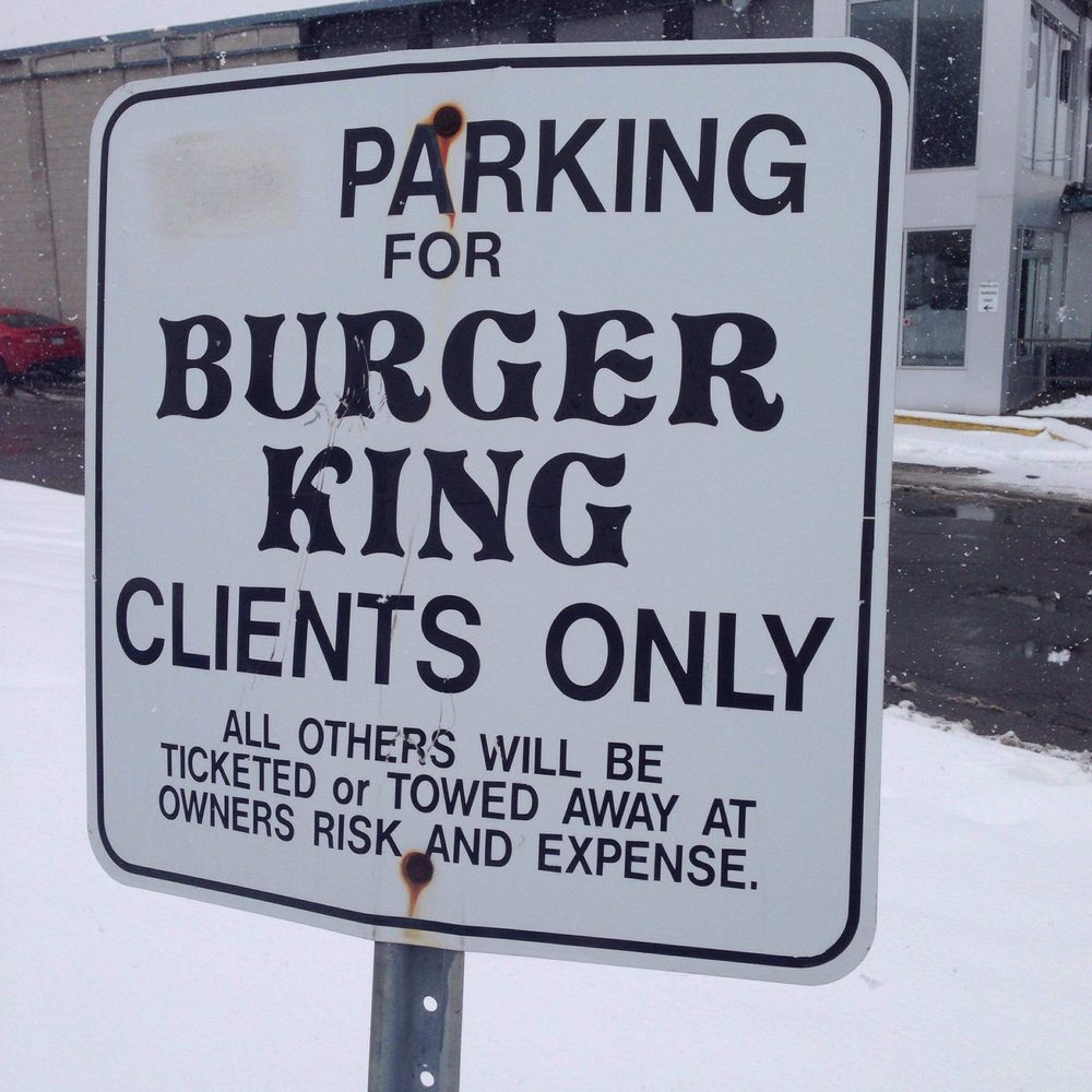 Burger King - a parking sign in the snow - Burgers Near Me - Ottawa, Ontario