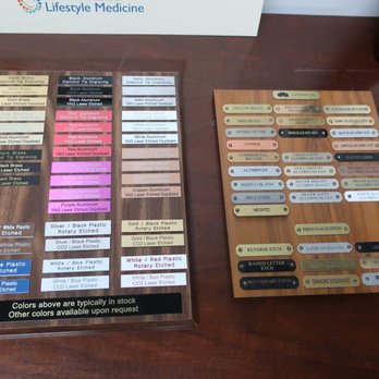 Jim Henry - Some plaque lettering styles and colors. - Printing Services Near Me - St. Charles, Illinois