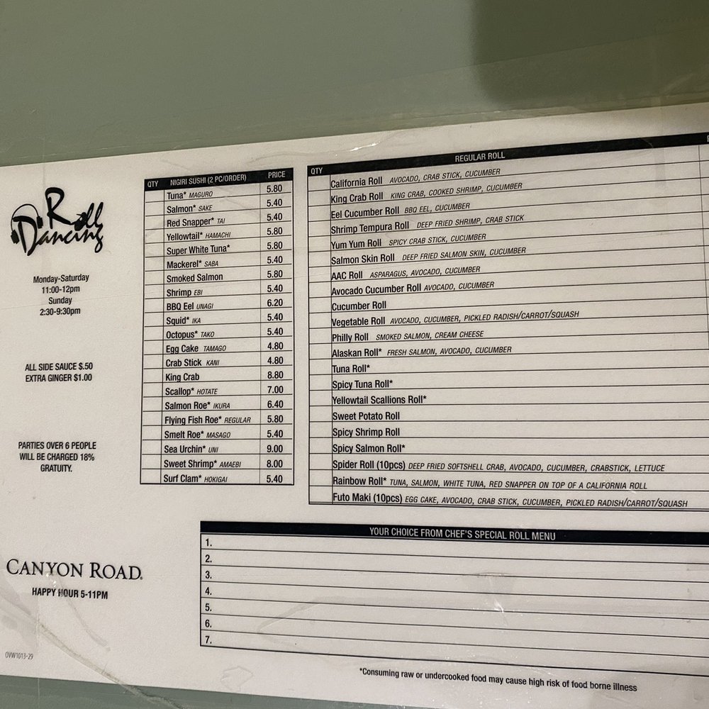 Dancing Roll - Menu - Sushi Bars Near Me - West Chester, Ohio Dancing Roll - Menu - Sushi Bars Near Me - West Chester, Ohio