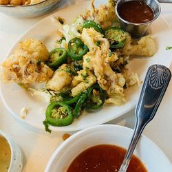 Asian Kitchen - Salt and pepper calamari appetizer with fresh jalapeños