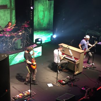 Newport Music Hall - Small crowded stage with PA speakers not hung in the non-existent rigging.  Theory of a Deadman 8/2018 - Music Venues Near Me - Columbus, Ohio