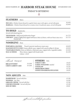 Menu photo 7 Harbor Steak House Keego Harbor, MI Menu photo 7 Harbor Steak House Keego Harbor, MI