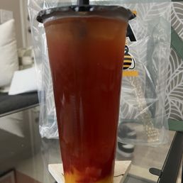 Tropical Fruit Green Tea with crystal boba and rainbow jelly