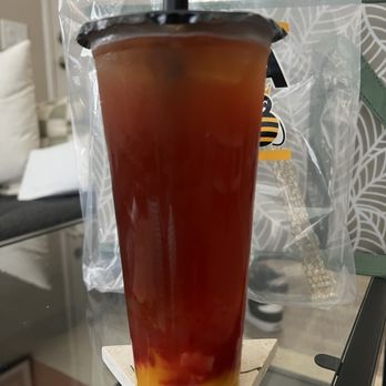Boba Bee - Tropical Fruit Green Tea with crystal boba and rainbow jelly - Bubble Tea Near Me - Lake Forest, California