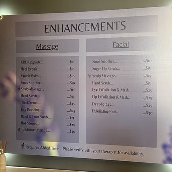 Lavender Hill spa - Add on customization menu - Massage Near Me - Keller, Texas