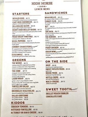 Menu photo 3 High Horse 1898 Marshall, TX
