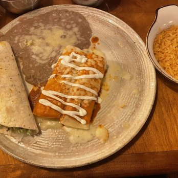 Plaza Azteca - Combination #1 with cheese enchiladas and a beef soft taco, added a side of rice for an extra $4 - Salad Near Me - Missoula, Montana