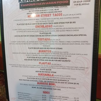 Kehau's Kitchen - 11/15/25 Menu - Hawaiian Near Me - Aiea, Hawaii