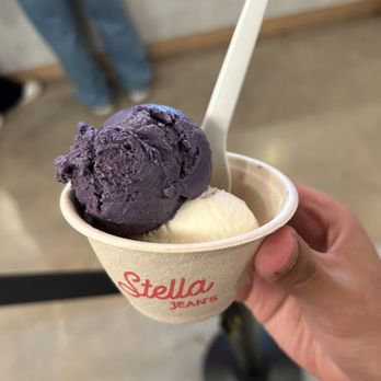 Stella Jean's Ice Cream - Split Single with Ube Pandesal and Chamomile Cake! - Ice Cream & Frozen Yogurt Near Me - Costa Mesa, California Stella Jean's Ice Cream - Split Single with Ube Pandesal and Chamomile Cake! - Ice Cream & Frozen Yogurt Near Me - Costa Mesa, California