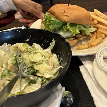Shield's Restaurant Bar Pizzeria - Hearty salad and cheeseburger - Pizza Near Me - Troy, Michigan