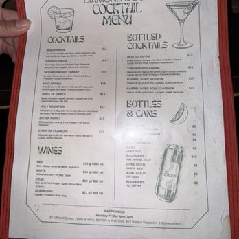Diamond Dogs - Cocktail menu - Cocktail Bars Near Me - Astoria, New York