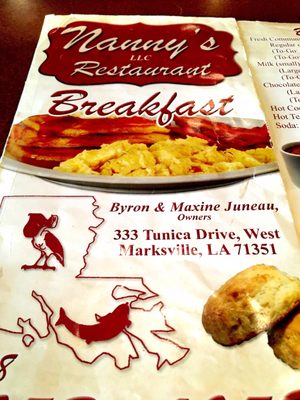 Menu photo 6 Nanny's Restaurant Marksville, LA