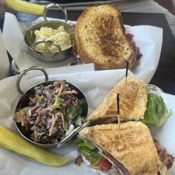 Red Bird’s - Italian with broccoli salad and Ruben with potato salad (back) - Soup Near Me - Birmingham, Alabama