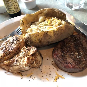 Hermitage Steak House - Filet & Chicken Combo w baked potato (and skimpy toppings) - Steakhouses Near Me - Hermitage, Tennessee