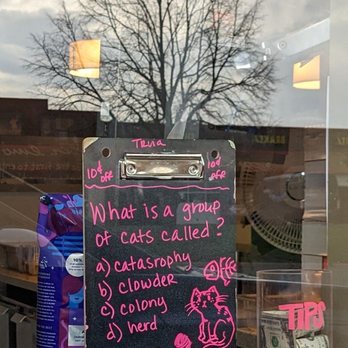 Caribou Coffee - I like a, but I think the answer is b. Just don't confuse clowder with chowder... haha! - Coffee & Tea Near Me - Eagan, Minnesota