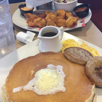 Silver Diner - Pancakes! (Or fried shrimp in the background if you're not a breakfast enthusiast) - New American Near Me - Waldorf, Maryland