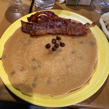 The Dunes Restaurant - Chocolate chip hot cakes with bacon. - Seafood Near Me - Nags Head, North Carolina The Dunes Restaurant - Chocolate chip hot cakes with bacon. - Seafood Near Me - Nags Head, North Carolina