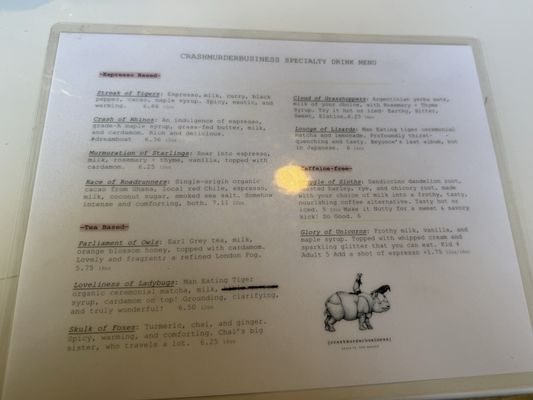 Menu photo 1 Crash Murder Business Santa Fe, NM