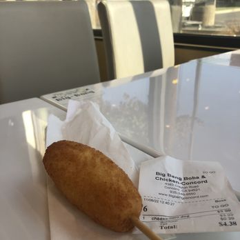 Big-Bang Boba & Chicken - Cheese corn dog (3.99) short dog, long stick - Coffee & Tea Near Me - Concord, California
