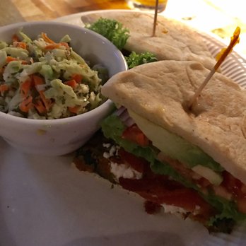 Alexander Michael's - Black bean quinoa on pita with broccoli slaw - American Near Me - Charlotte, North Carolina Alexander Michael's - Black bean quinoa on pita with broccoli slaw - American Near Me - Charlotte, North Carolina