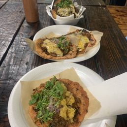 Taco al pastor, tacos birrios, beef arepa Taco al pastor, tacos birrios, beef arepa