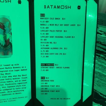 Datamosh - Drink menu 7/10/23 - Bars Near Me - Las Vegas, Nevada