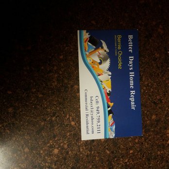 Better Days Home Repair - a business card - General Contractors Near Me Better Days Home Repair - a business card - General Contractors Near Me