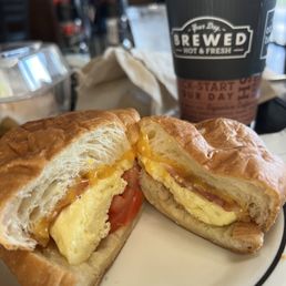 Breakfast croissant sandwich