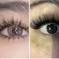 Amazing Lash Studio - The left is what I asked for but instead I ended up with clown lashes.