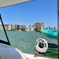 Kathleen D Sailing Catamarans - View of Sarasota from the "No Plans" catamaran.