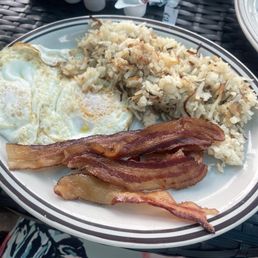 Hash browns bacon and eggs Hash browns bacon and eggs