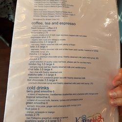 Kameleon Food and Drink - Menu