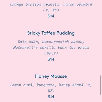 Mayfield - Dessert menu - New American Near Me - San Juan Capistrano, California